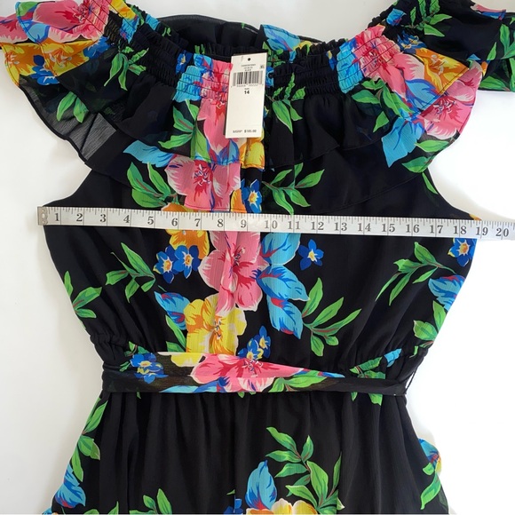 Ralph Lauren Women's Black Spring Floral Georgette Off-the-Shoulder Midi Dress14 - Picture 6 of 6